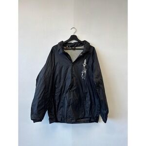 Brawl Boise Idaho Hardcore Jacket Mens Large Black Hooded Windbreaker Snap Front